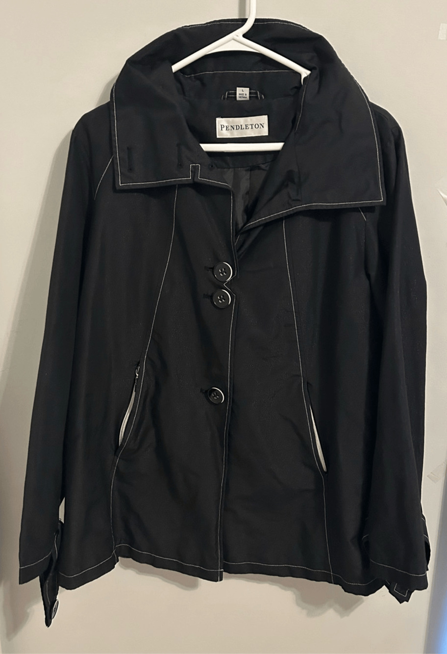 Pendleton Women’s Black Swing Trench Jacket Cotton Blend P110159 Sz Large